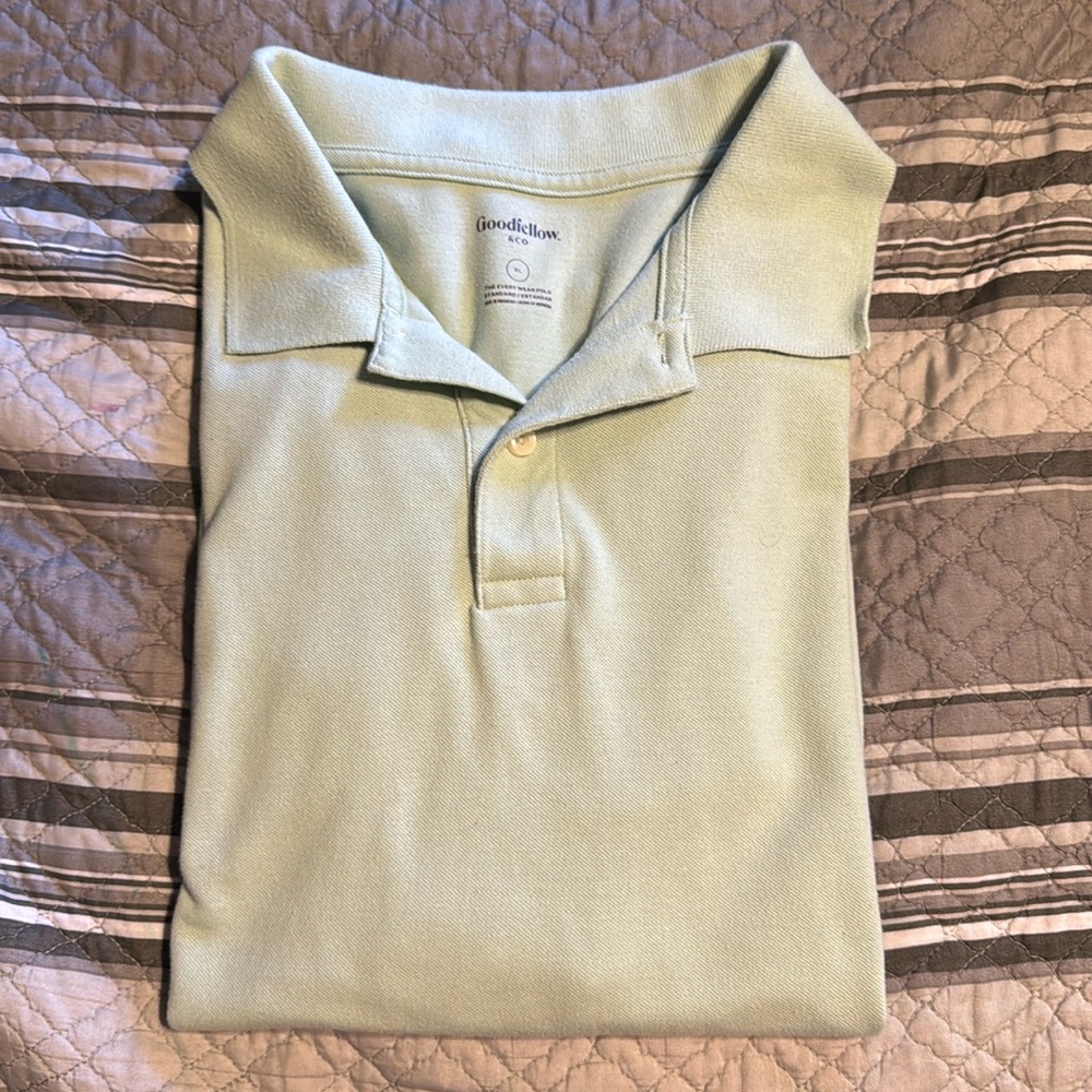 GOODFELLOW & CO MEN’S LIGHT GREEN EVERYDAY WEAR POLO STANDARD FIT SHORT SLEEVE